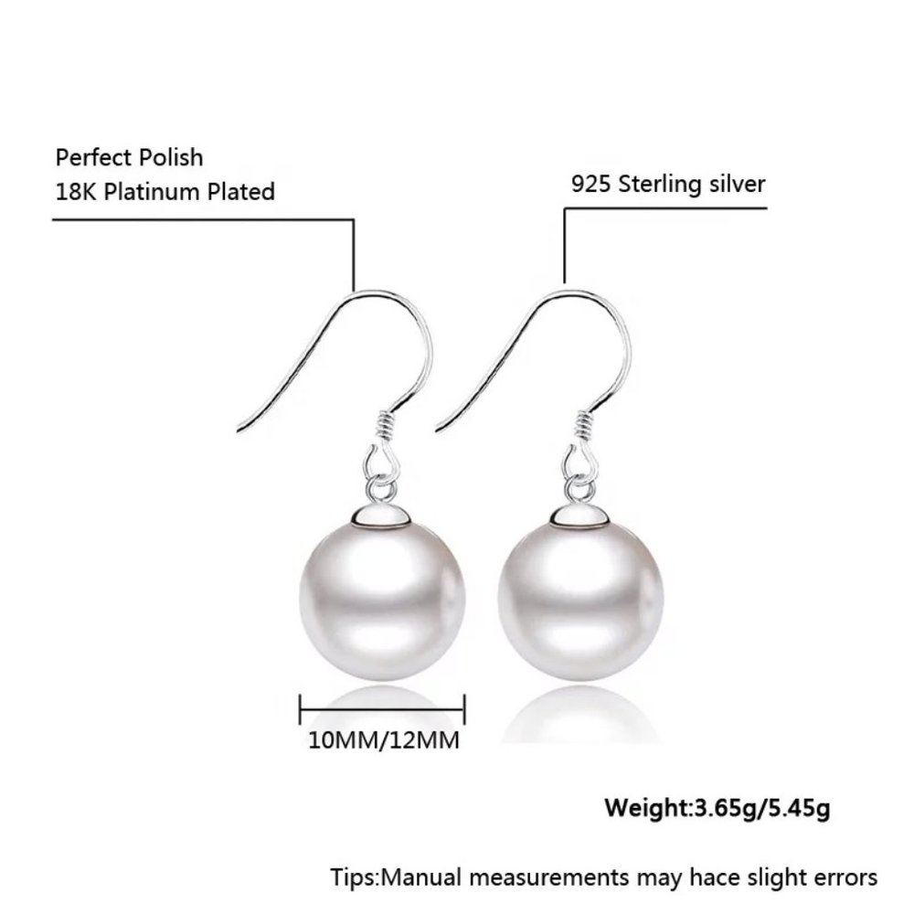 10mm South Sea Shell Pearl S925 Dangle - Picture 2 of 9